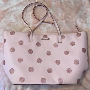 Kate Spade Pink Glitter Polka Dot Tote Bag